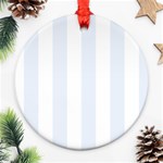 Vertical Stripes - White and Pastel Blue Round Ornament (Two Sides)