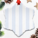 Vertical Stripes - White and Pastel Blue Snowflake Ornament (Two Sides)