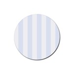 Vertical Stripes - White and Pastel Blue Rubber Coaster (Round)