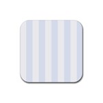 Vertical Stripes - White and Pastel Blue Rubber Coaster (Square)