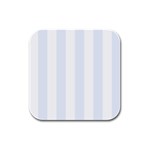 Vertical Stripes - White and Pastel Blue Rubber Square Coaster (4 pack)