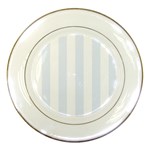 Vertical Stripes - White and Pastel Blue Porcelain Plate