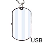 Vertical Stripes - White and Pastel Blue Dog Tag USB Flash (One Side)