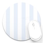 Vertical Stripes - White and Pastel Blue Round Mousepad