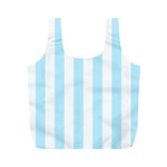 Vertical Stripes - White and Light Blue Full Print Recycle Bag (M)