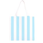 Vertical Stripes - White and Light Blue Grocery Light Tote Bag