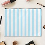 Vertical Stripes - White and Light Blue Cosmetic Bag (XL)