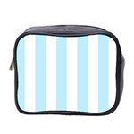 Vertical Stripes - White and Light Blue Mini Toiletries Bag (Two Sides)