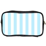 Vertical Stripes - White and Light Blue Toiletries Bag (One Side)