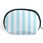 Vertical Stripes - White and Light Blue Accessory Pouch (Medium)