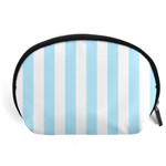 Vertical Stripes - White and Light Blue Accessory Pouch (Large)