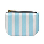 Vertical Stripes - White and Light Blue Mini Coin Purse