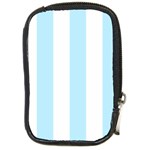 Vertical Stripes - White and Light Blue Compact Camera Leather Case