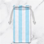 Vertical Stripes - White and Light Blue Jewelry Bag