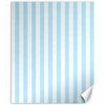 Vertical Stripes - White and Light Blue Canvas 11  x 14 