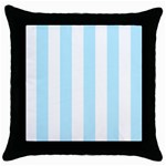 Vertical Stripes - White and Light Blue Throw Pillow Case (Black)