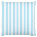 Vertical Stripes - White and Light Blue Large Flano Cushion Case (One Side)