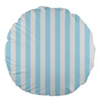 Vertical Stripes - White and Light Blue Large 18  Premium Round Cushion