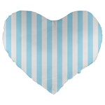 Vertical Stripes - White and Light Blue Large 19  Premium Heart Shape Cushion