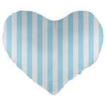 Vertical Stripes - White and Light Blue Large 19  Premium Flano Heart Shape Cushion