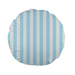 Vertical Stripes - White and Light Blue Standard 15  Premium Round Cushion