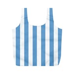 Vertical Stripes - White and Iceberg Blue Full Print Recycle Bag (M)