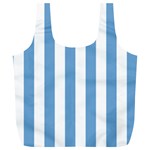 Vertical Stripes - White and Iceberg Blue Full Print Recycle Bag (XL)