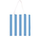 Vertical Stripes - White and Iceberg Blue Grocery Light Tote Bag