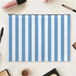 Vertical Stripes - White and Iceberg Blue Cosmetic Bag (XL)