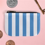 Vertical Stripes - White and Iceberg Blue Mini Coin Purse