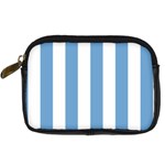 Vertical Stripes - White and Iceberg Blue Digital Camera Leather Case