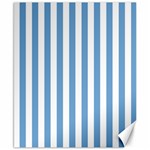 Vertical Stripes - White and Iceberg Blue Canvas 8  x 10 