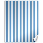 Vertical Stripes - White and Iceberg Blue Canvas 11  x 14 