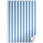 Vertical Stripes - White and Iceberg Blue Canvas 12  x 18 