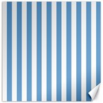 Vertical Stripes - White and Iceberg Blue Canvas 20  x 20 