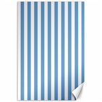 Vertical Stripes - White and Iceberg Blue Canvas 20  x 30 