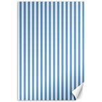 Vertical Stripes - White and Iceberg Blue Canvas 24  x 36 