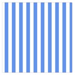 Vertical Stripes - White and Cornflower Blue Large Satin Scarf (Square)