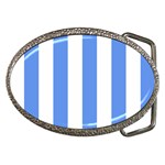 Vertical Stripes - White and Cornflower Blue Belt Buckle