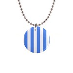 Vertical Stripes - White and Cornflower Blue 1  Button Necklace