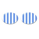 Vertical Stripes - White and Cornflower Blue Cufflinks (Oval)