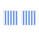 Vertical Stripes - White and Cornflower Blue Cufflinks (Square)