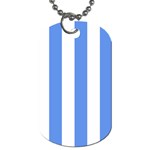 Vertical Stripes - White and Cornflower Blue Dog Tag (One Side)