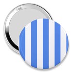 Vertical Stripes - White and Cornflower Blue 3  Handbag Mirror