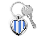 Vertical Stripes - White and Cornflower Blue Key Chain (Heart)