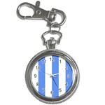 Vertical Stripes - White and Cornflower Blue Key Chain Watch