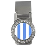 Vertical Stripes - White and Cornflower Blue Money Clip (CZ)