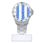 Vertical Stripes - White and Cornflower Blue Nurses Watch