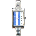 Vertical Stripes - White and Cornflower Blue Rectangle Italian Charm Watch