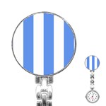 Vertical Stripes - White and Cornflower Blue Stainless Steel Nurses Watch